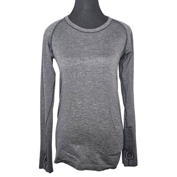 Lululemon Swiftly Tech Long Sleeve Crew Heathered Dark Slate Size 8 Hip Length - Picture 1 of 16